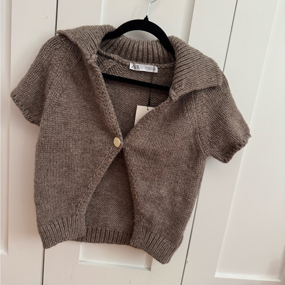Zara Brown Short Sleeve Sweater Shrug